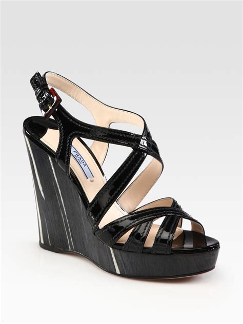 prada patent leather|prada patent leather wedge sandals.